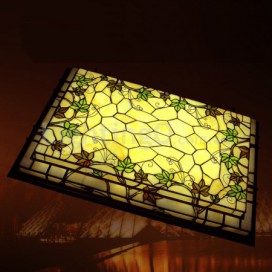 37 Inch Rectangle Stained Glass Flush Mount