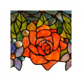 18 Inch Retro Rose Stained Glass Floor Lamp