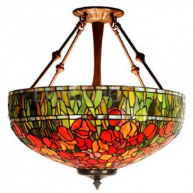 20 Inch Rural Rustic Stained Glass Pendant Light