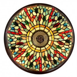 16 Inch Round Stained Glass Flush Mount