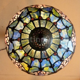12 Inch Blue Tulip Stained Glass Table Lamp