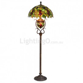 18 Inch Retro Grape Stained Glass Floor Lamp