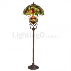 18 Inch Retro Grape Stained Glass Floor Lamp