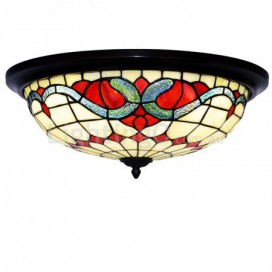 16 Inch Stained Glass Flush Mount
