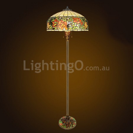 20 Inch Rose Stained Glass Floor Lamp