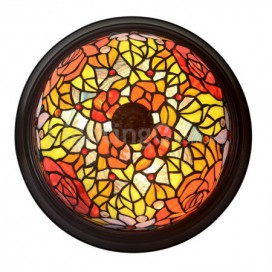 12 Inch Rose Stained Glass Flush Mount
