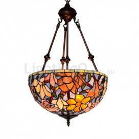 16 Inch Magnolia Flower Stained Glass Pendant Light