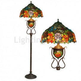 17 Inch Butterfly Rose Stained Glass Floor Lamp