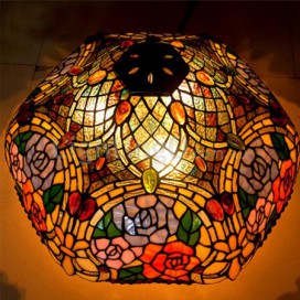 18 Inch Rose Stained Glass Floor Lamp