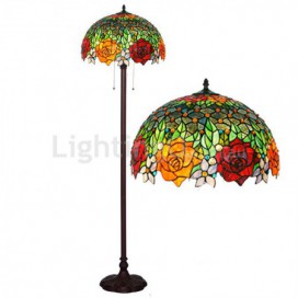 16 Inch Rose Stained Glass Floor Lamp