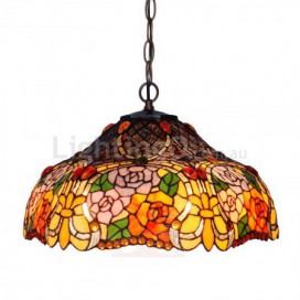 18 Inch Rose Stained Glass Pendant Light