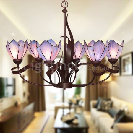 6 Light Chandelier Stained Glass Chandelier