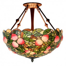 20 Inch Peach Stained Glass Pendant Light