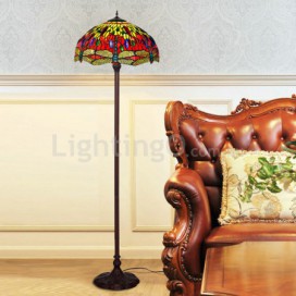 16 Inch Dragonfly Stained Glass Floor Lamp