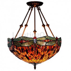 18 Inch Dragonfly Stained Glass Pendant Light