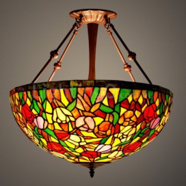 20 Inch Tulip Stained Glass Pendant Light