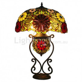 18 Inch Rural Sunflower Stained Glass Table Lamp