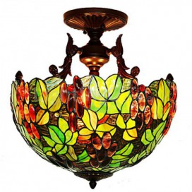 16 Inch Grape Stained Glass Pendant Light