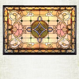 37 Inch Baroque Stained Glass Flush Mount
