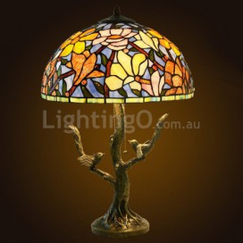 16 Inch Magnolia Flower Stained Glass Table Lamp