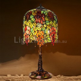 13 Inch Grape Stained Glass Table Lamp