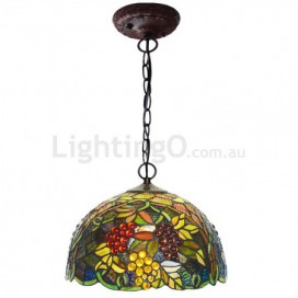 12 Inch Retro Grape Stained Glass Pendant Light