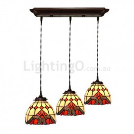 7 Inch Baroque 3 Light Stained Glass Pendant Light