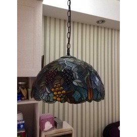 12 Inch Grape Stained Glass Pendant Light