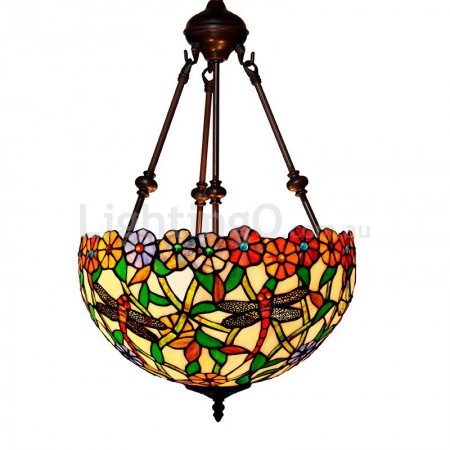 16 Inch Dragonfly Stained Glass Pendant Light