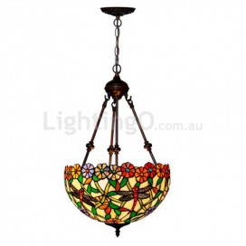 16 Inch Dragonfly Stained Glass Pendant Light