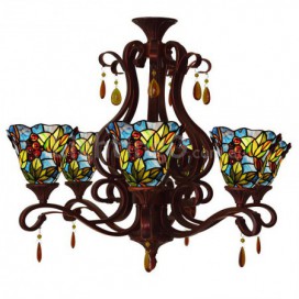 Grape Retro Chandelier 6 Light Stained Glass Chandelier