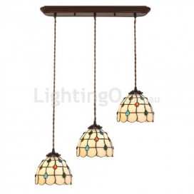 7 Inch Retro Palace 3 Light Stained Glass Pendant Light