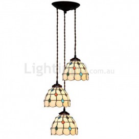 7 Inch Palace 3 Light Stained Glass Pendant Light