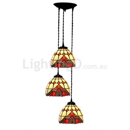 7 Inch Baroque 3 Light Stained Glass Pendant Light