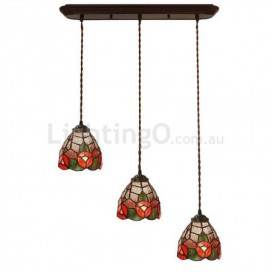 6 Inch Rural 3 Light Stained Glass Pendant Light
