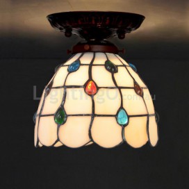 7 Inch Palace Stained Glass Flush Mount