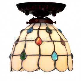 7 Inch Palace Stained Glass Flush Mount