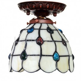 7 Inch Palace Stained Glass Flush Mount