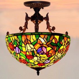 16 Inch Tulip Stained Glass Pendant Light