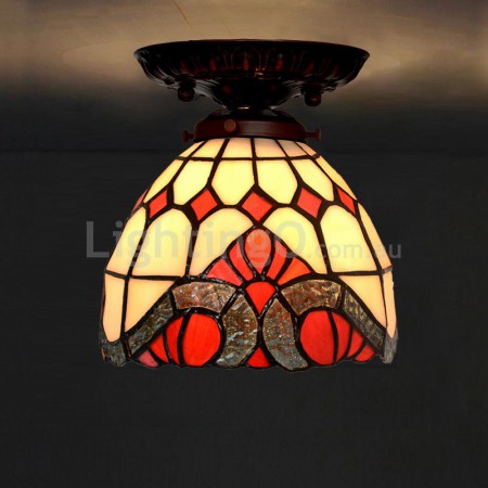 7 Inch Baroque Stained Glass Flush Mount