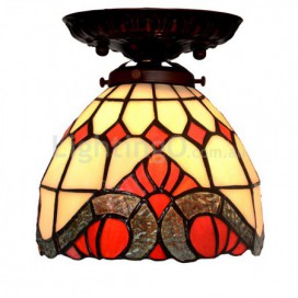 7 Inch Baroque Stained Glass Flush Mount