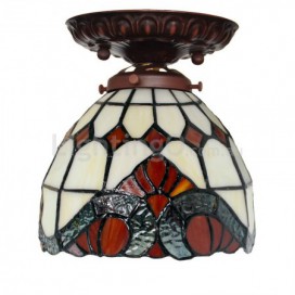 7 Inch Baroque Stained Glass Flush Mount
