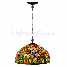 16 Inch Tulip 1 Light Stained Glass Pendant Light