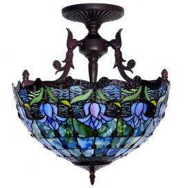 16 Inch Tulip Round Stained Glass Pendant Light