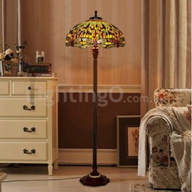 20 Inch Dragonfly Stained Glass Floor Lamp
