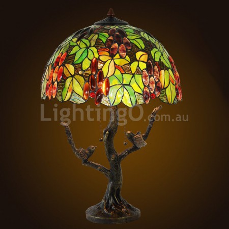 16 Inch Grape Stained Glass Table Lamp