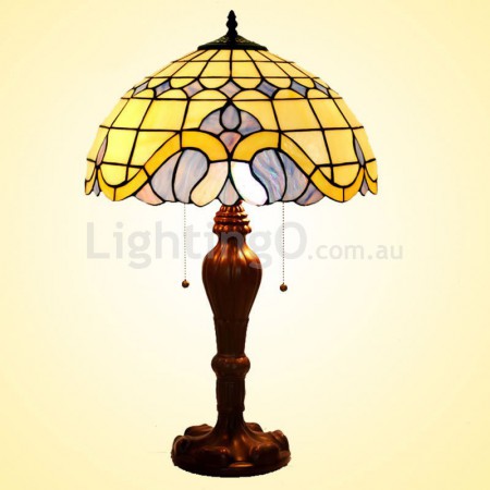 16 Inch Mediterranean Style Stained Glass Table Lamp