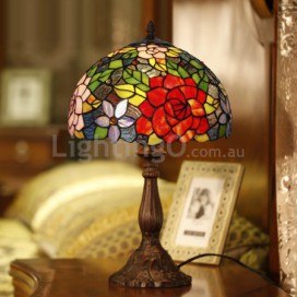 12 Inch Red Stained Glass Table Lamp