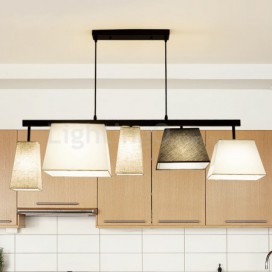 5 Light Modern / Contemporary Steel Pendant Light with Fabric Shade