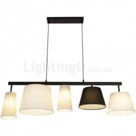 5 Light Modern / Contemporary Steel Pendant Light with Fabric Shade